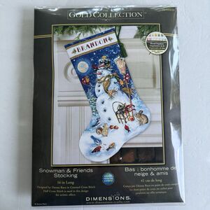 Cross Stich Christmas Stocking Kit Dimensions Gold Collection Snowman & Friends